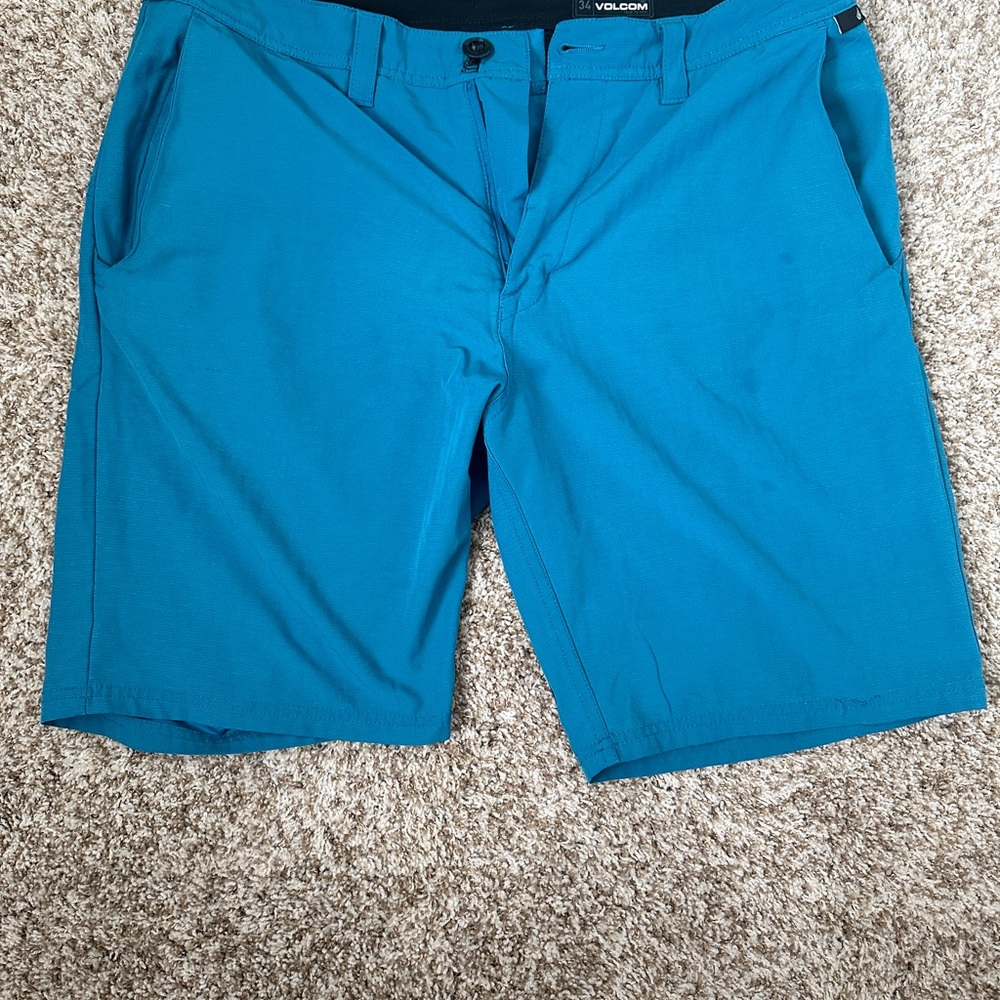 Volcom Slub frickin cross shred Blue Flat Front hybrid Shorts